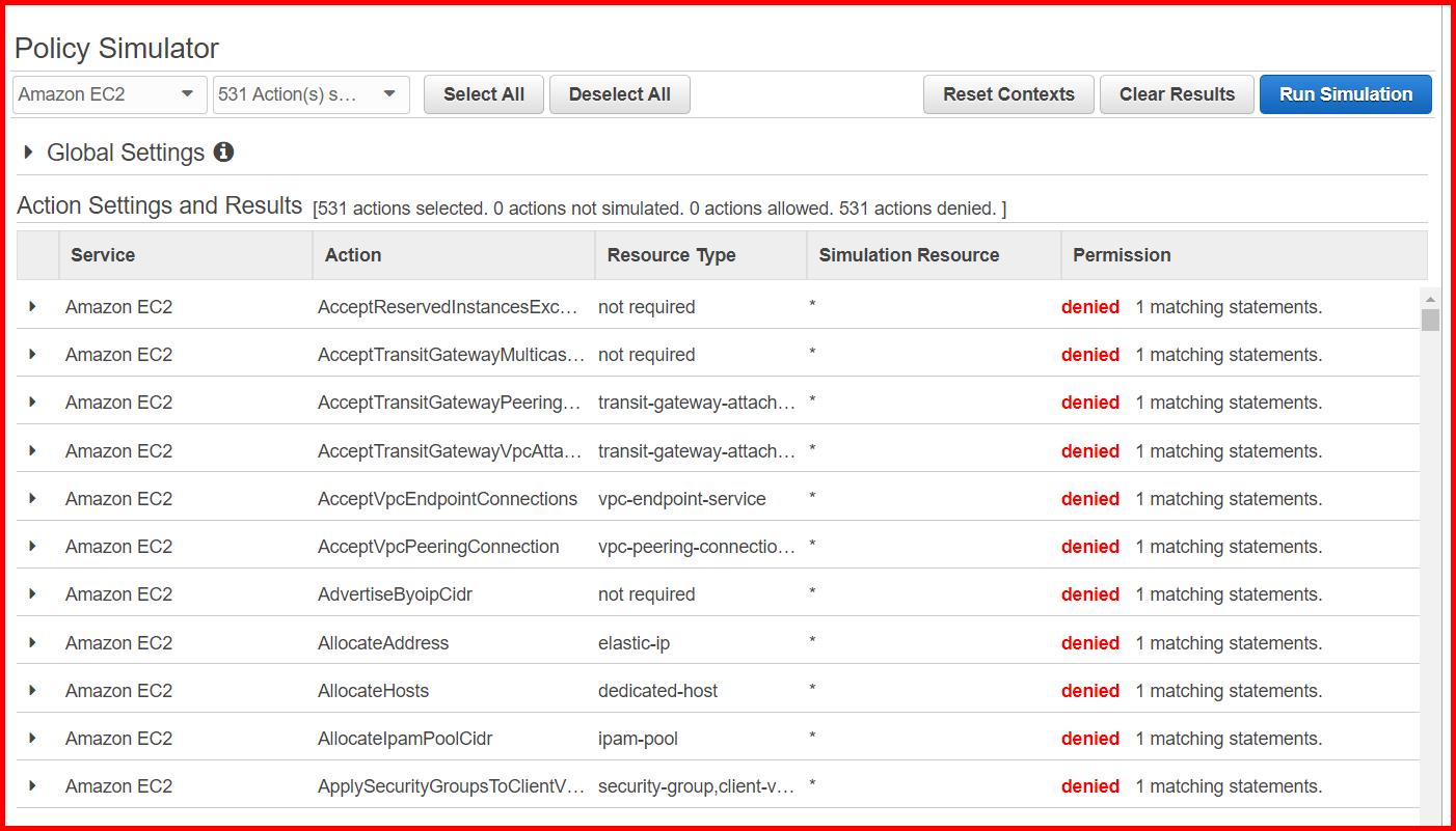 Picture showing the results when user is tested for EC2 service